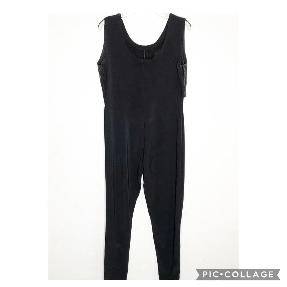 Andrea Isabella vintage black gold leather mesh sleeveless jumpsuit size Large